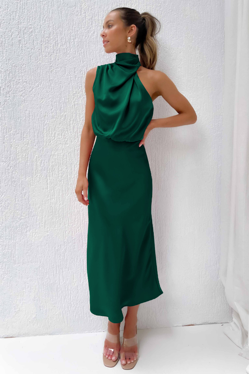 Elianna – Elegantes Midi-Kleid mit asymmetrischem Ausschnitt