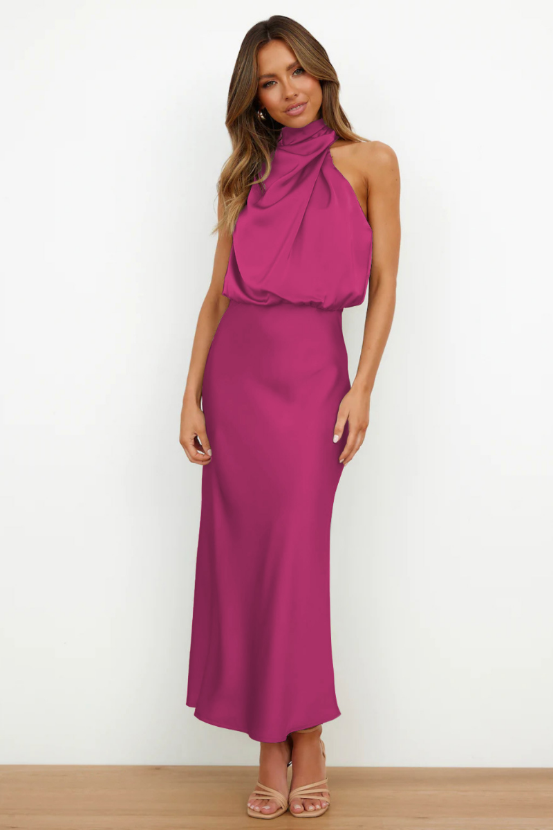 Elianna – Elegantes Midi-Kleid mit asymmetrischem Ausschnitt