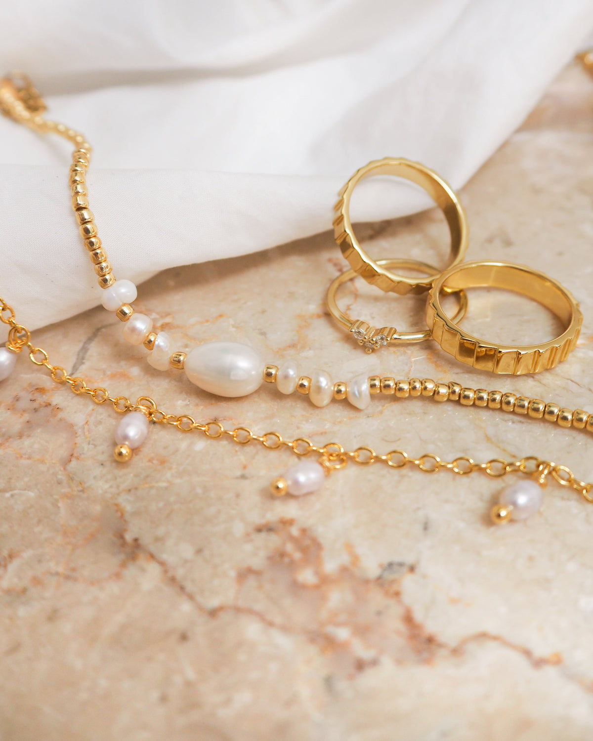 Goldenes Süßwasser-Anklet