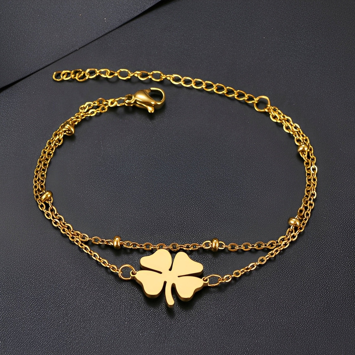 Sanya – Kleeblattarmband aus Gold und Silber