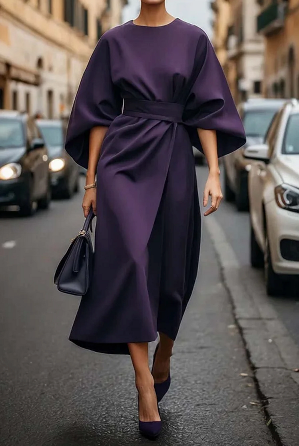 Clare - Raffiniertes Maxikleid mit Taillengürtel