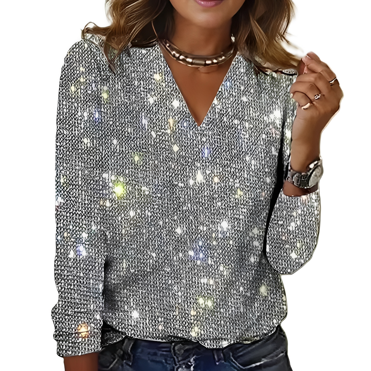 Caroline - Stilvolle, funkelnde Bluse für Damen