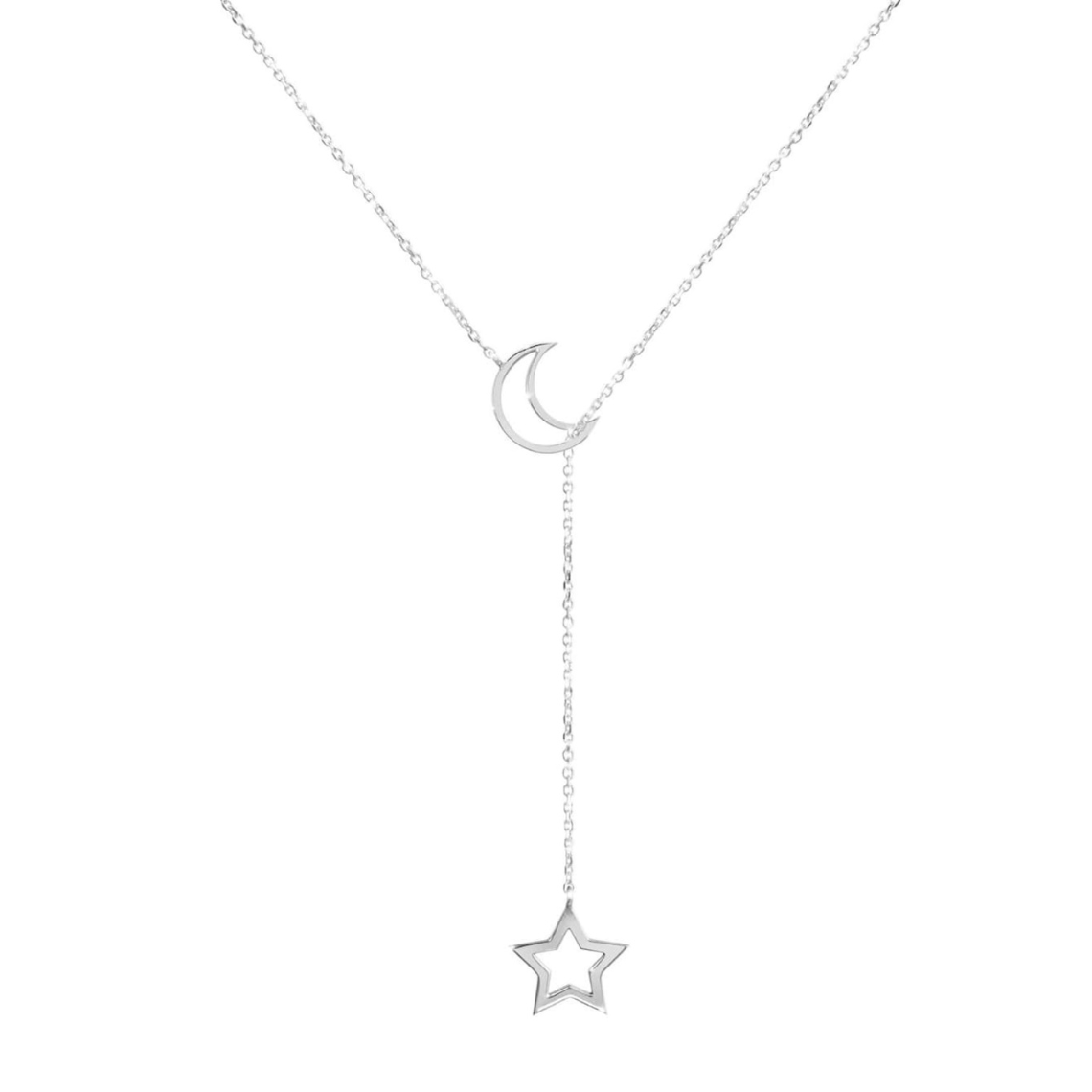 Lariat-Halskette mit Mond und Sternen
