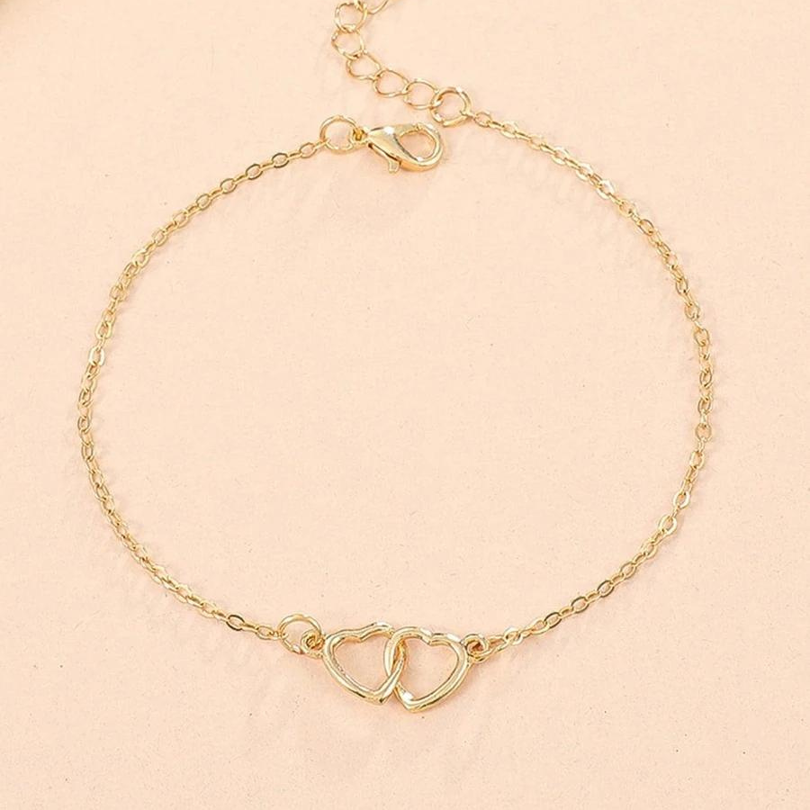 Schlichte Herz-Fußkette - Fußkette mit Herzgliedern