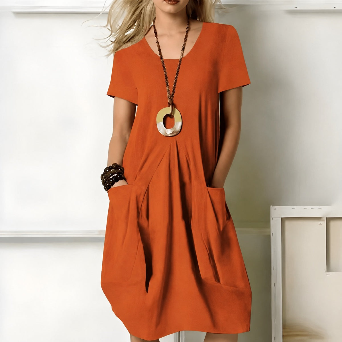 Maryam - Lässiges Tageskleid mit Taschen, eleganter Casual-Stil