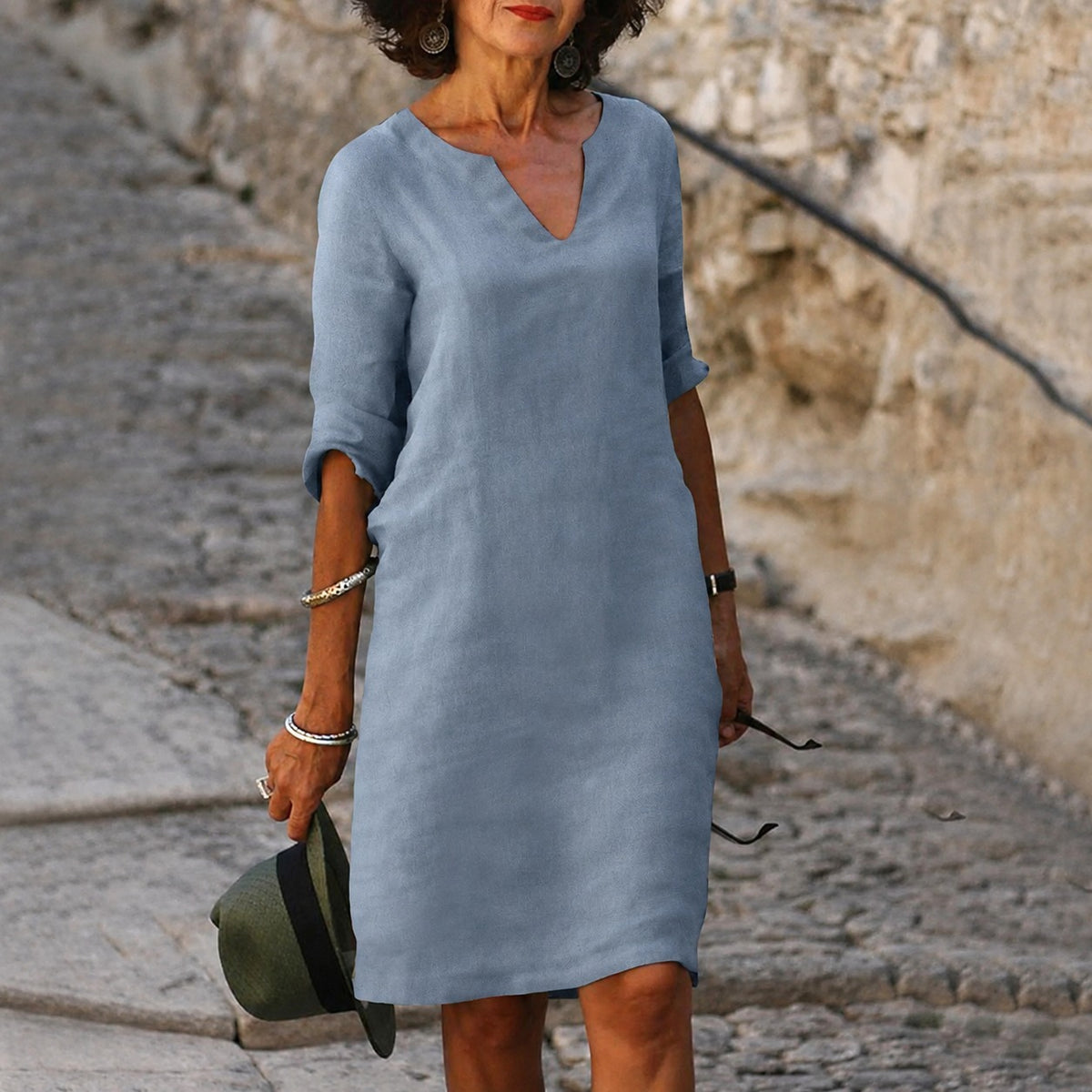 Sara - Elegantes, einfarbiges Kleid