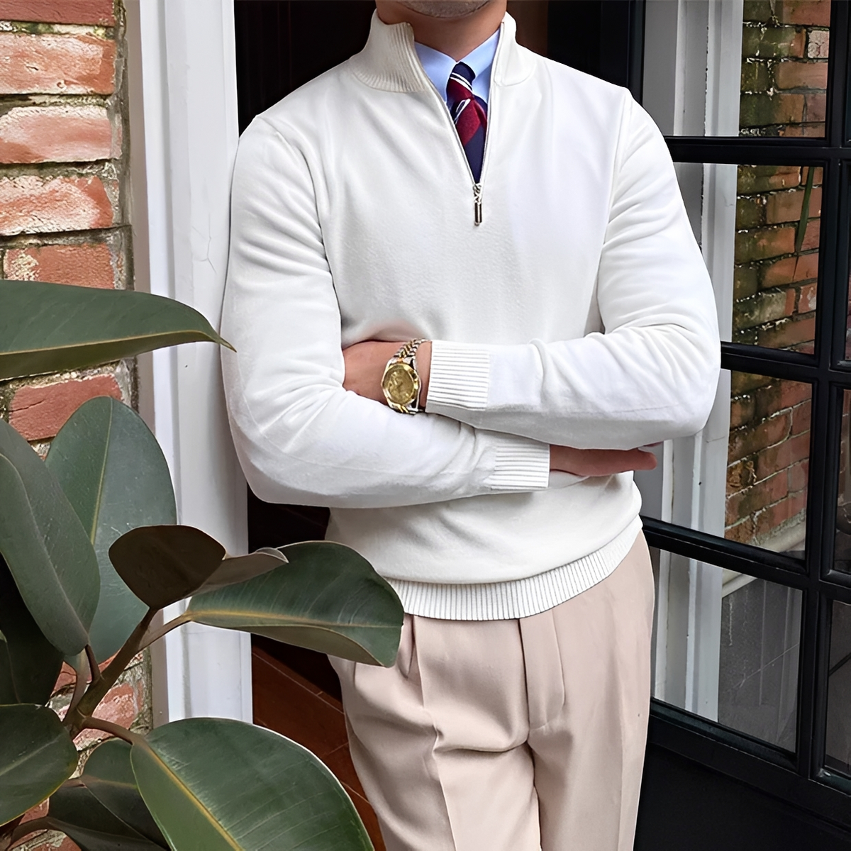 Sean - Komfortabler Pullover mit halbem Reißverschluss