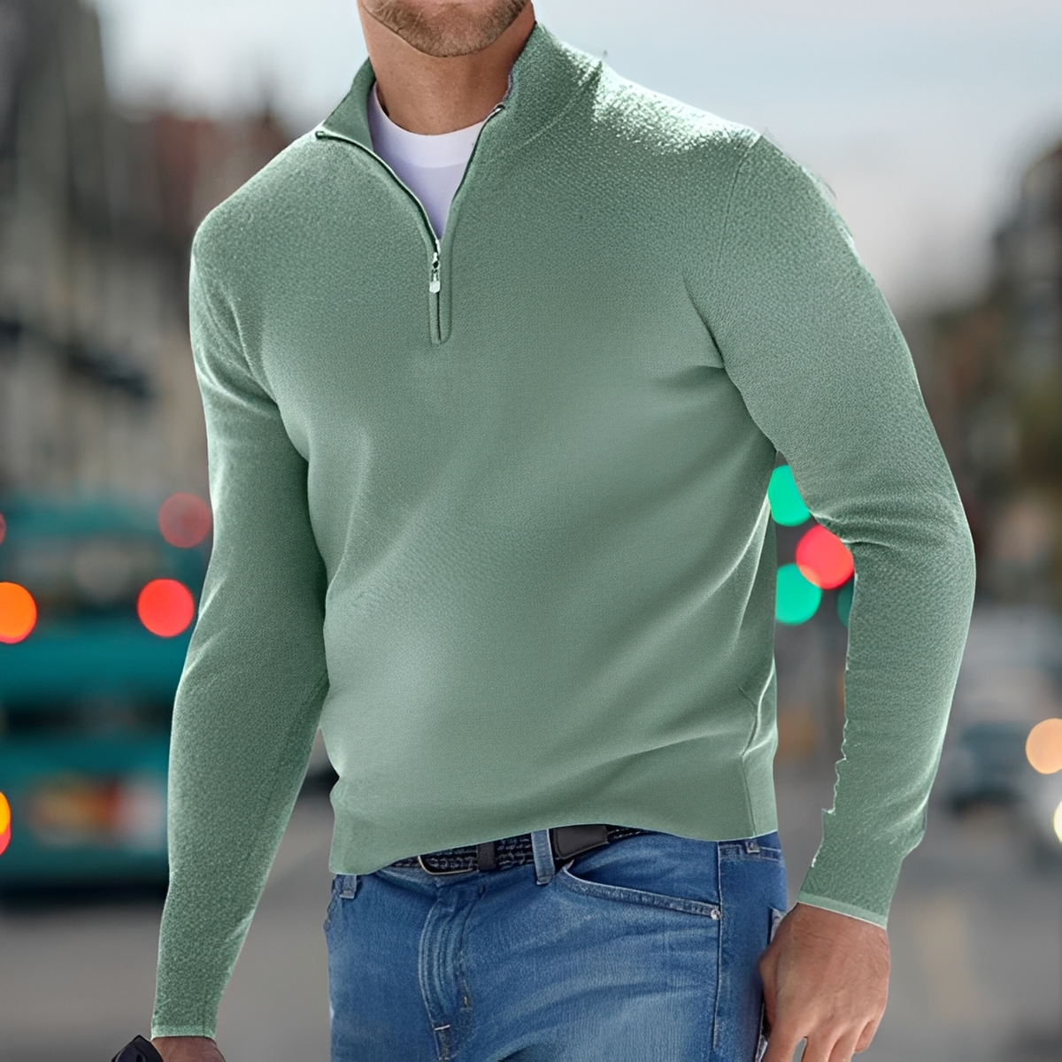Carlo - Komfortabler Pullover mit halbem Reißverschluss