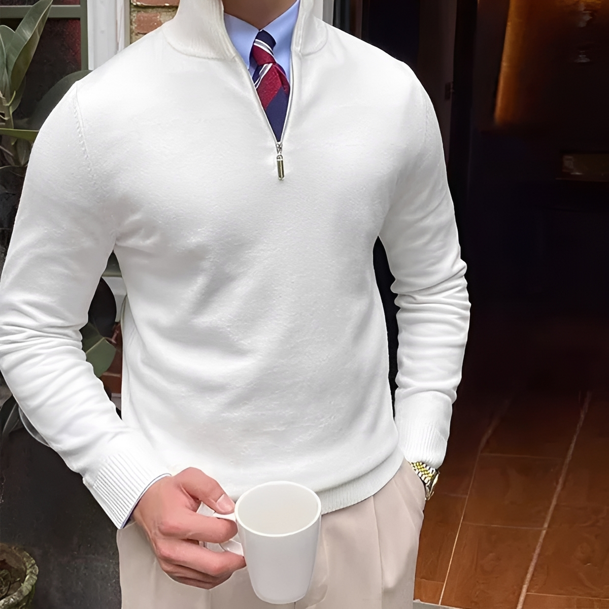 Sean - Komfortabler Pullover mit halbem Reißverschluss