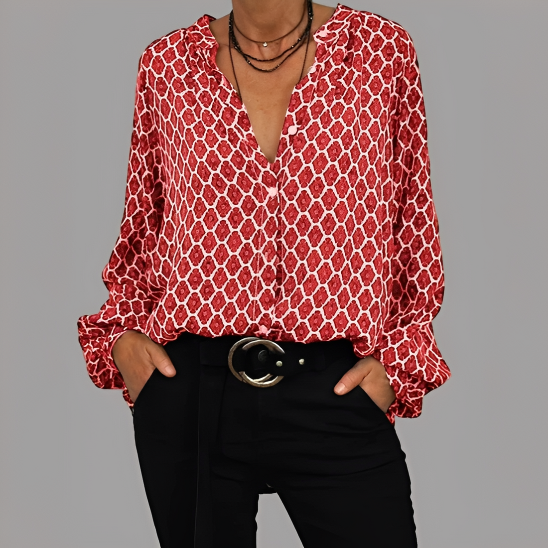 Lena - Schicke Bluse mit V-Ausschnitt