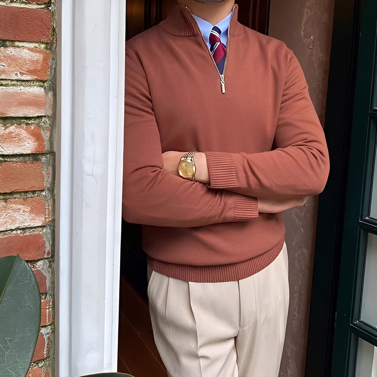 Sean - Komfortabler Pullover mit halbem Reißverschluss