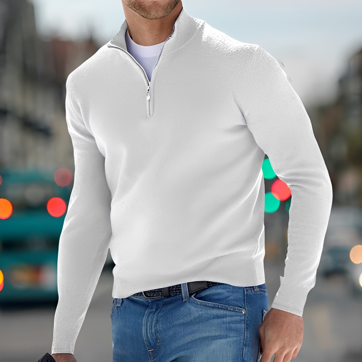 Carlo - Komfortabler Pullover mit halbem Reißverschluss