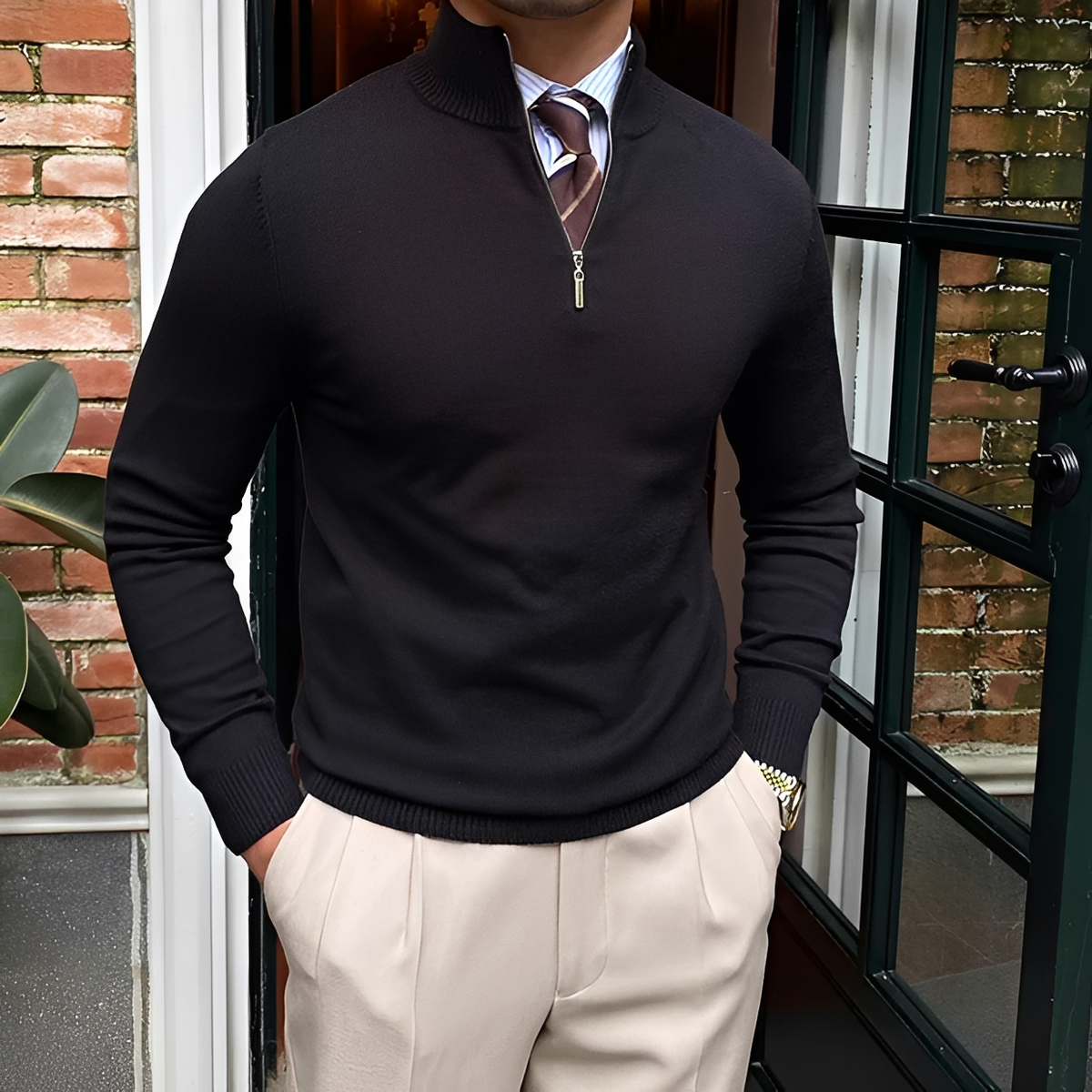 Sean - Komfortabler Pullover mit halbem Reißverschluss