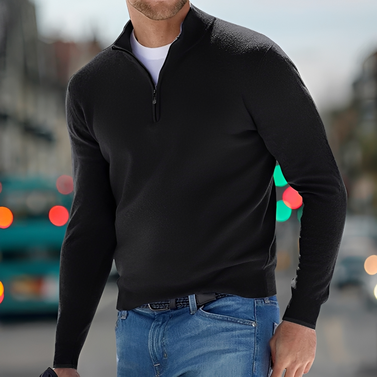Carlo - Komfortabler Pullover mit halbem Reißverschluss