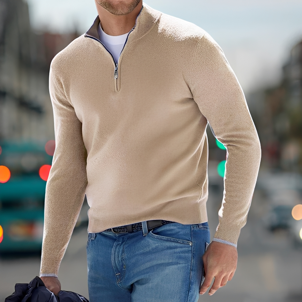 Carlo - Komfortabler Pullover mit halbem Reißverschluss
