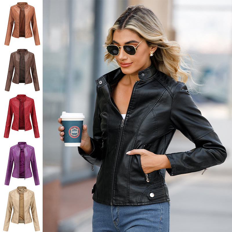Claudia – Bikerjacke mit Stehkragen