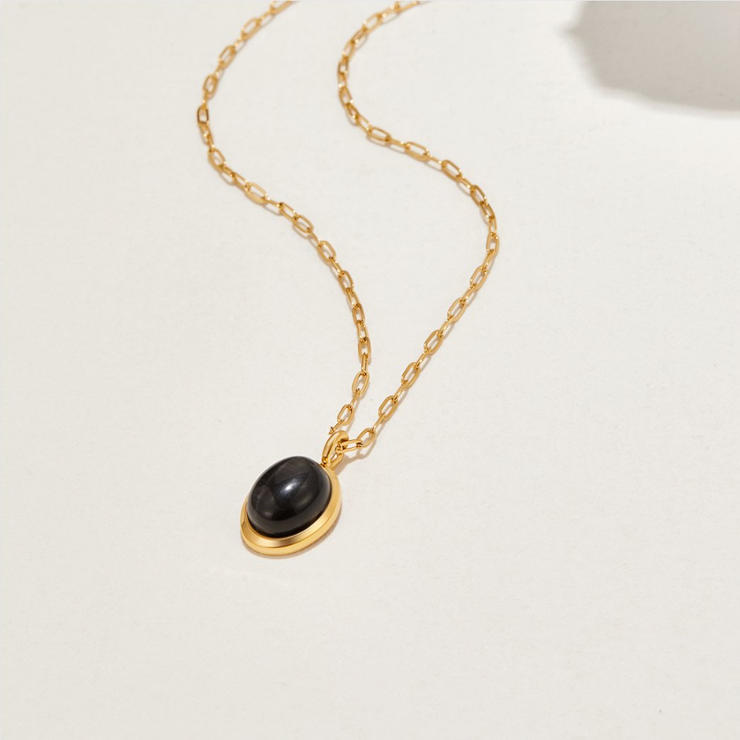 Euphrosyne - Halskette in tiefschwarzem Onyx