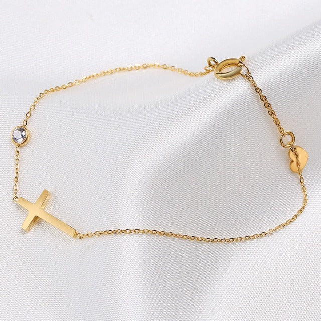 Althea – Damenarmband mit Kreuz in Gold und Silber