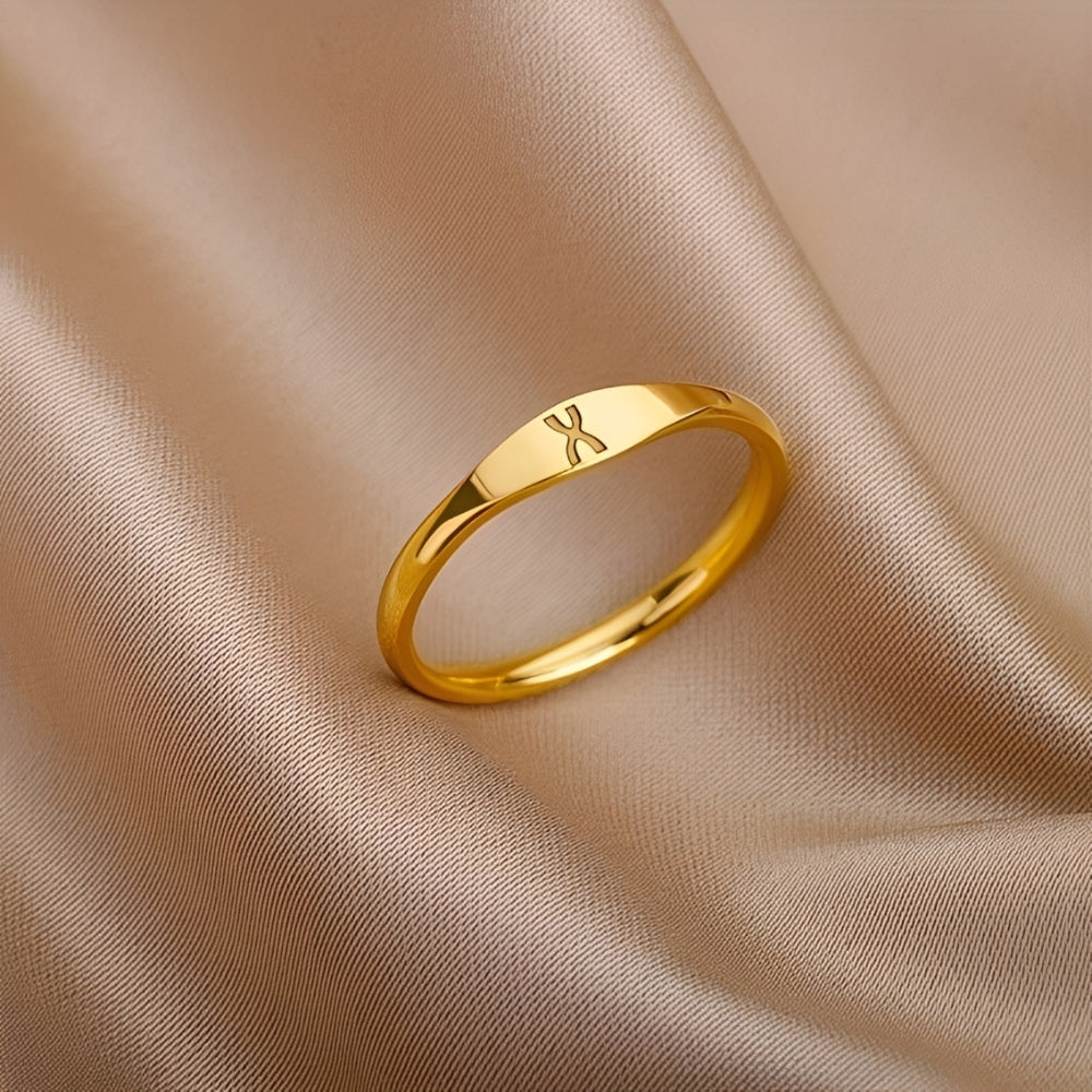 Minimalistischer Namensring | Ring mit graviertem Anfangsbuchstaben