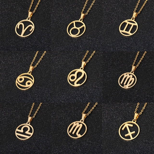 Astra – Zodiac-Halskette mit 12 Anhängern der Sternzeichen