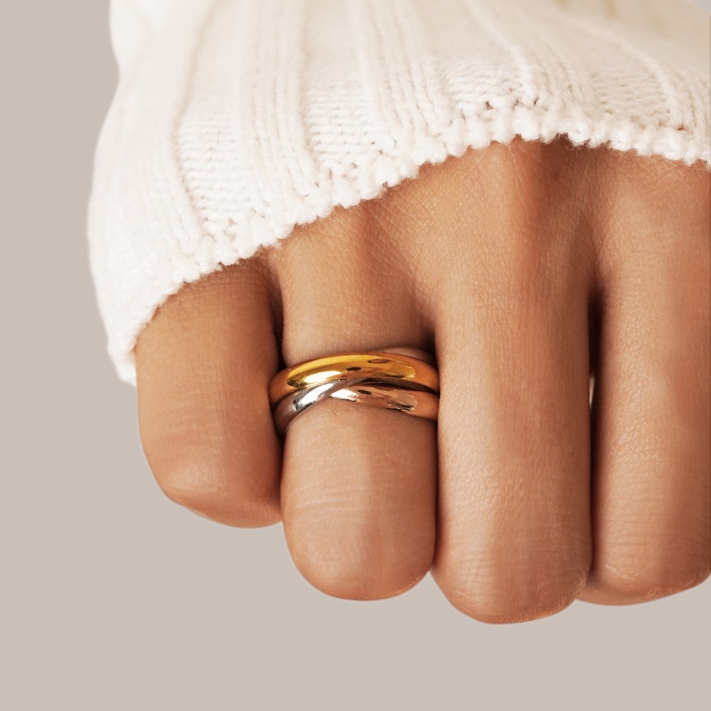 Elena – Stilvoller dreifarbiger Triple-Ring