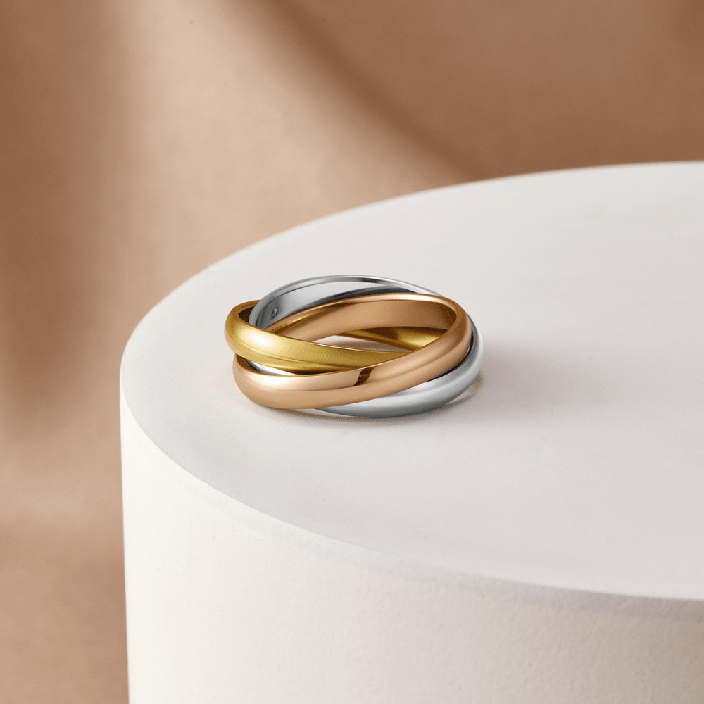 Elena – Stilvoller dreifarbiger Triple-Ring