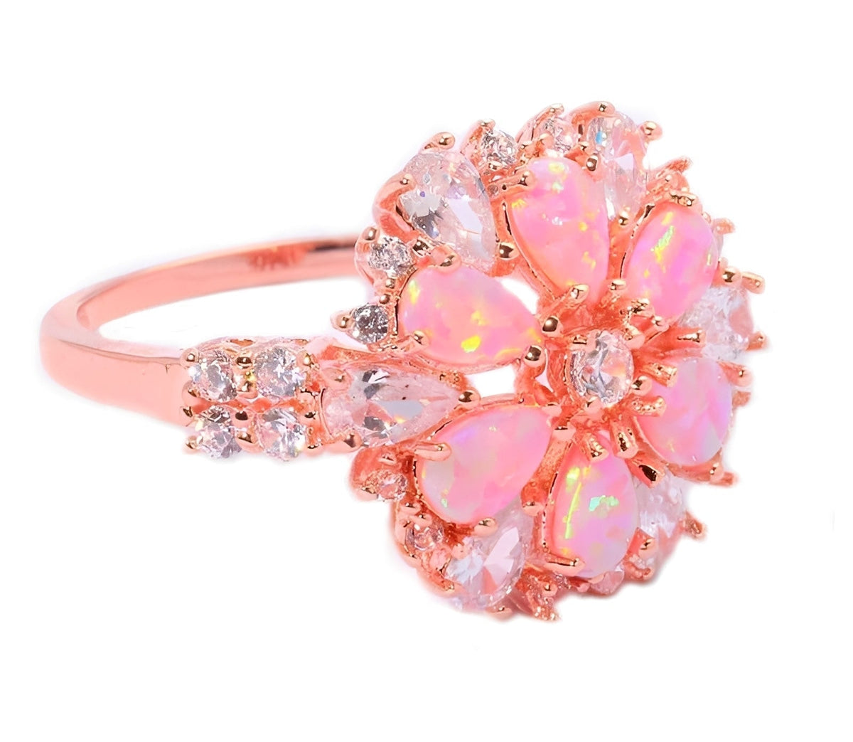 Rian – Eleganter Ring mit Feueropal-Blume