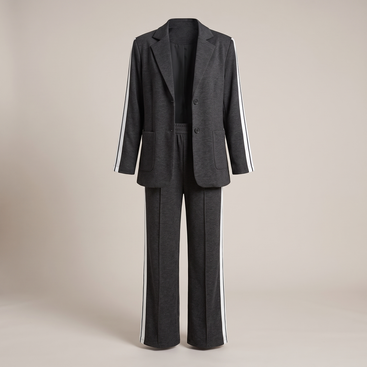 Damen Business Anzug - Zweiteiliges Set mit Blazer und Weite-Hose mit Seitenschlitz