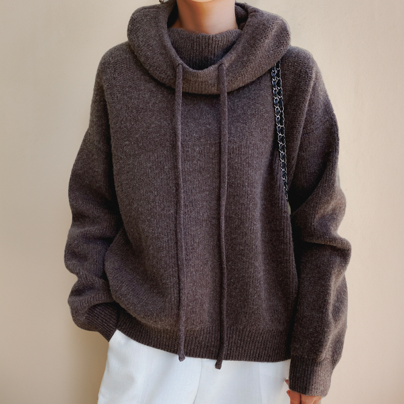 Damen Hoodie - Relaxed Fit mit Kordelzug und Funnel Neck