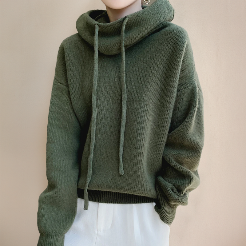 Damen Hoodie - Relaxed Fit mit Kordelzug und Funnel Neck
