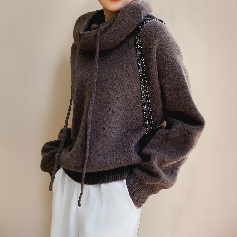 Damen Hoodie - Relaxed Fit mit Kordelzug und Funnel Neck