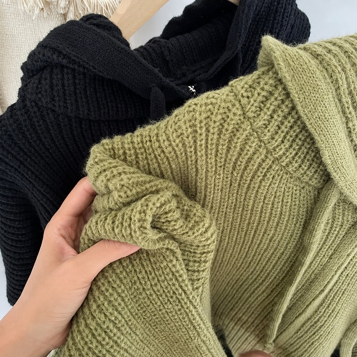 Damen Kapuzen Cardigan - Reißverschluss mit Taschen und oversized Schnitt
