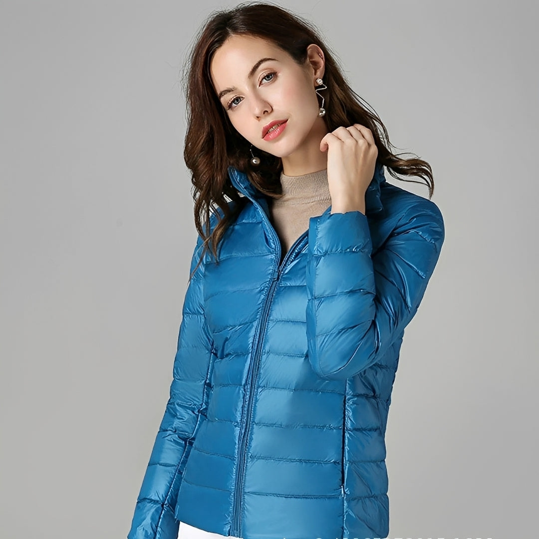 Damen leichte Jacke - Quilt-Design, Reißverschluss, Stehkragen, Figurbetonte Passform