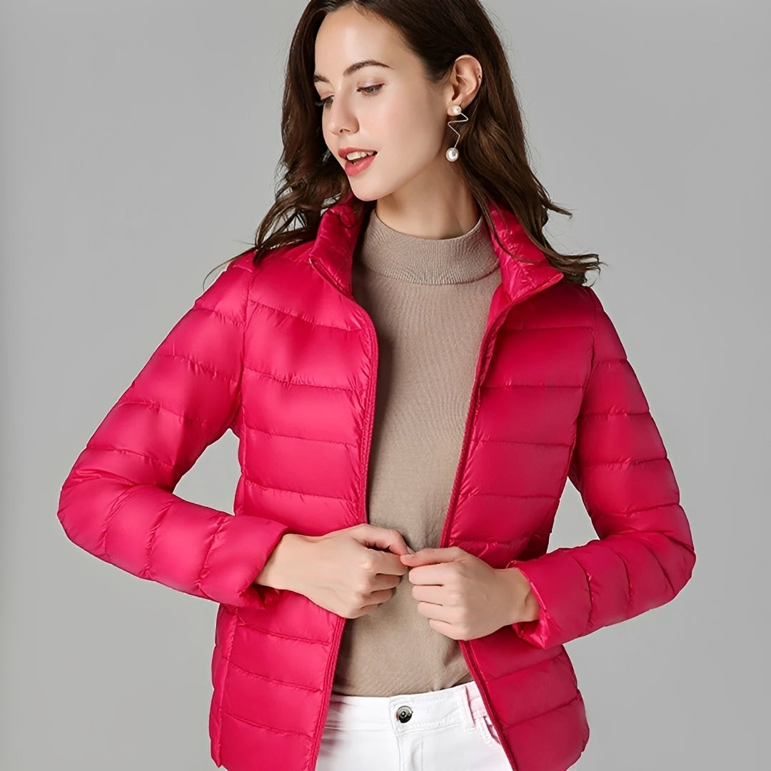 Damen leichte Jacke - Quilt-Design, Reißverschluss, Stehkragen, Figurbetonte Passform