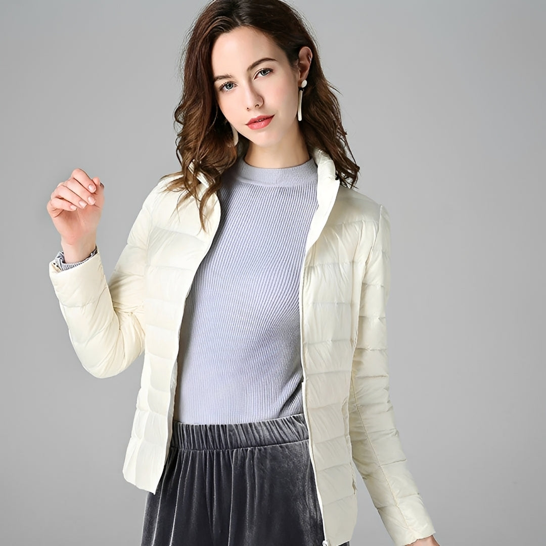 Damen leichte Jacke - Quilt-Design, Reißverschluss, Stehkragen, Figurbetonte Passform