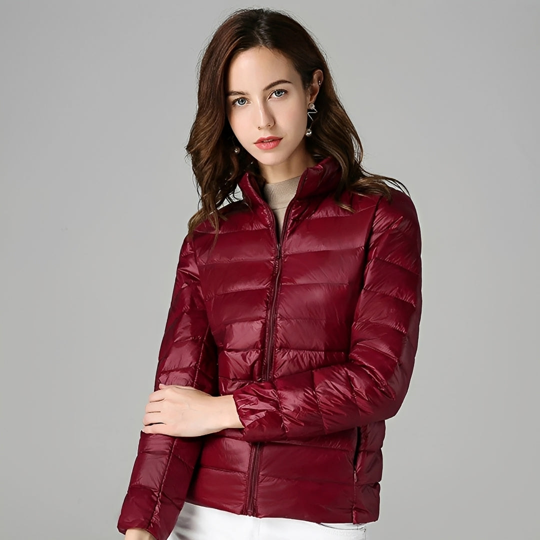 Damen leichte Jacke - Quilt-Design, Reißverschluss, Stehkragen, Figurbetonte Passform