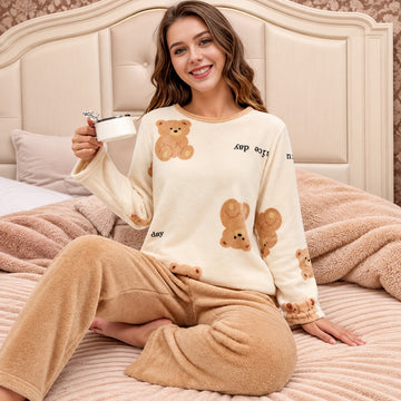 Damen Loungewear-Set mit Herzprint Langarmtop und Hose - Bequemer Schnitt