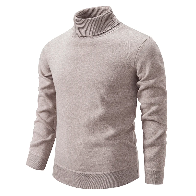 Langärmeliger Herren-Rollkragenpullover mit hohem Kragen und gerader Passform
