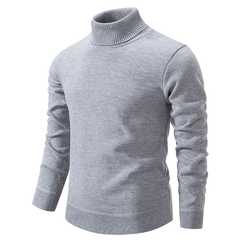 Langärmeliger Herren-Rollkragenpullover mit hohem Kragen und gerader Passform