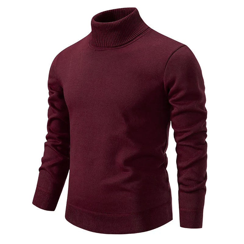 Langärmeliger Herren-Rollkragenpullover mit hohem Kragen und gerader Passform