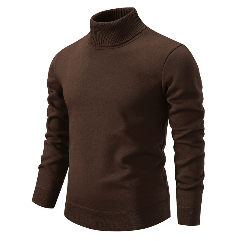 Langärmeliger Herren-Rollkragenpullover mit hohem Kragen und gerader Passform