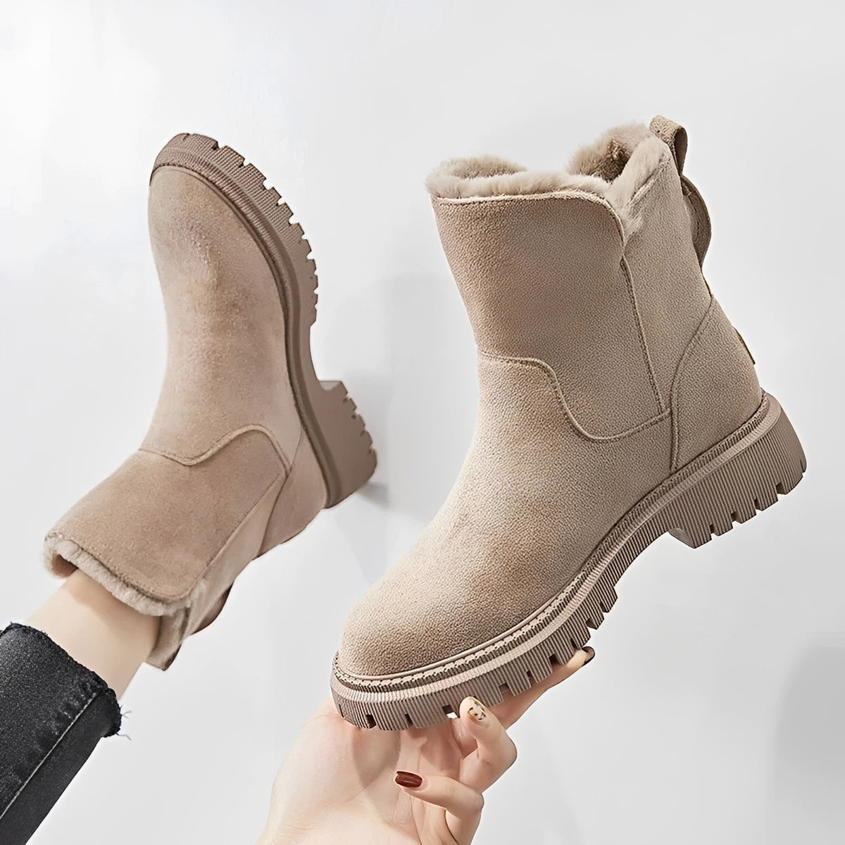 Damen Winterstiefel - Chunky Sohle, Warmfutter, Reißverschluss, Knöchelhoch