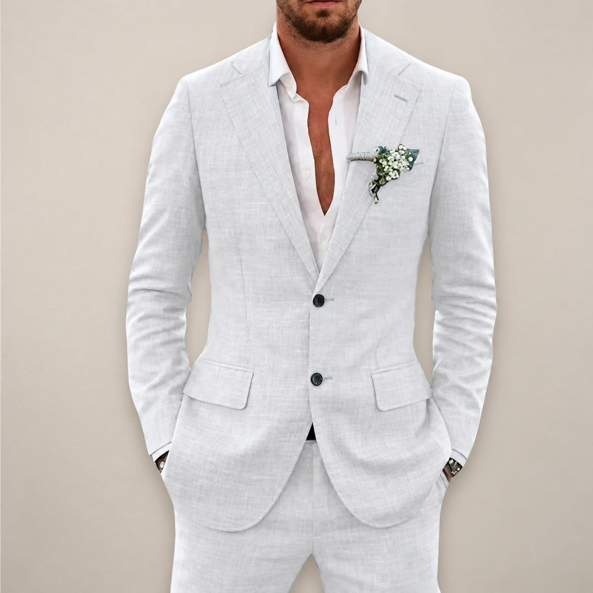 Herren Anzugset Zweiteiler Sakko mit Hose Single-Breasted Tailored Fit