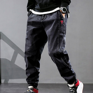 Herren Baggy Jeans mit Elastischen Bündchen - Relaxter Schnitt, Drawstring