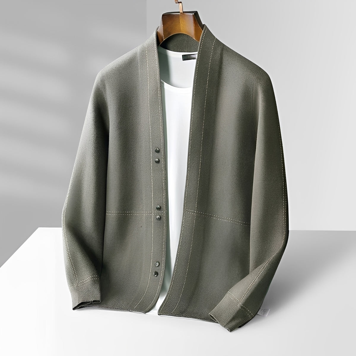 Herren Cardigan mit Knopfleiste und Shawl-Kragen - Regulärer Schnitt