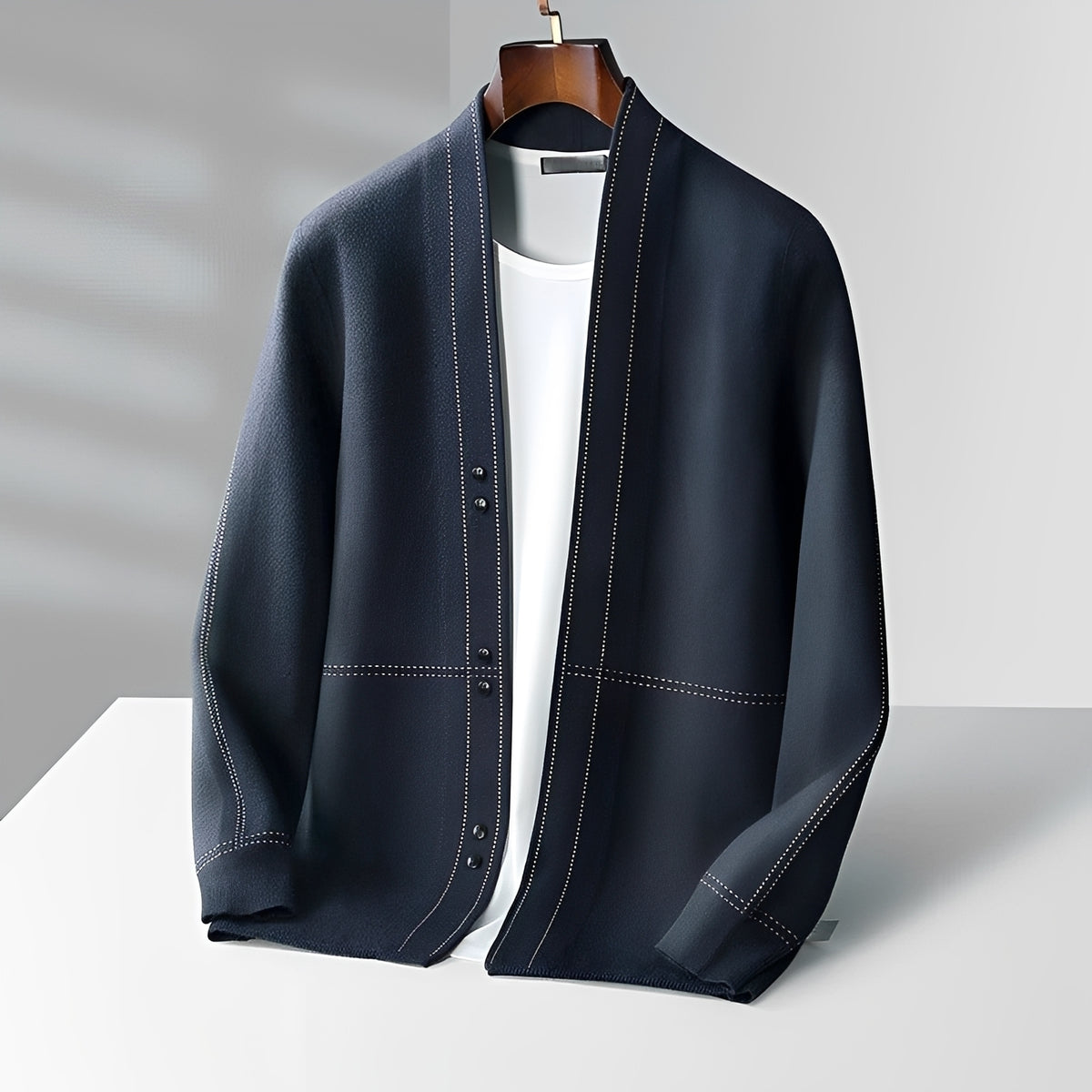 Herren Cardigan mit Knopfleiste und Shawl-Kragen - Regulärer Schnitt