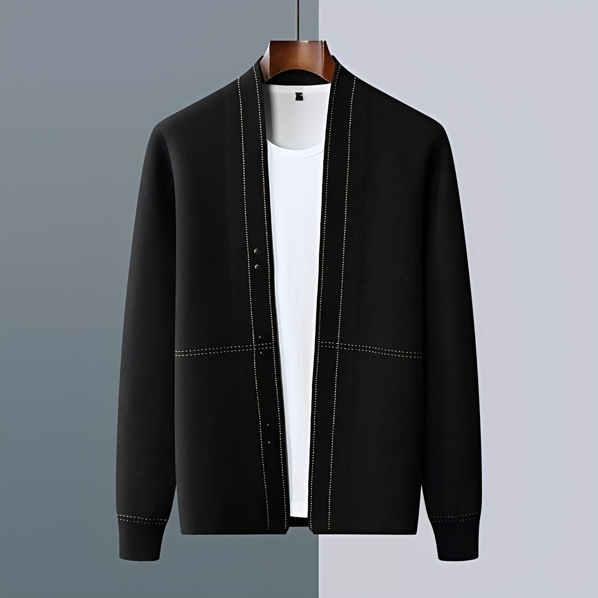 Herren Cardigan mit Knopfleiste und Shawl-Kragen - Regulärer Schnitt