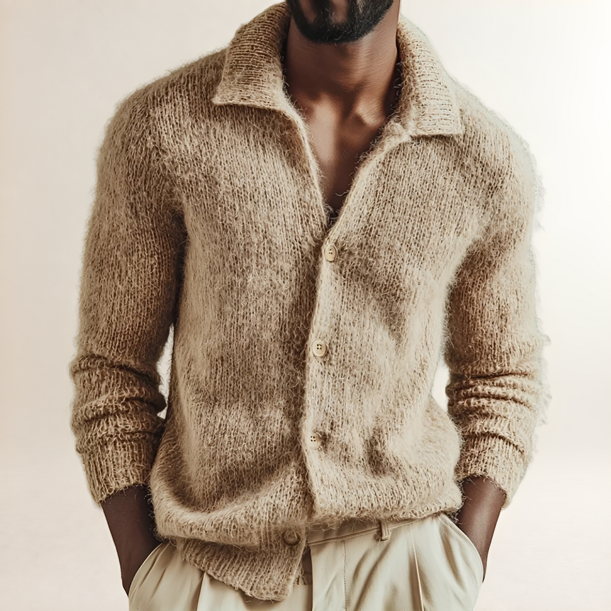 Herren Cardigan mit Reverskragen und Knopfverschluss - Regular Fit