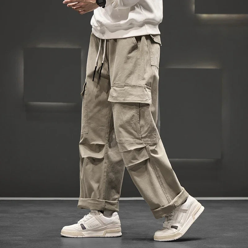 Herren Cargo-Hosen Relaxed Fit mit Kordelzug und mehreren Taschen