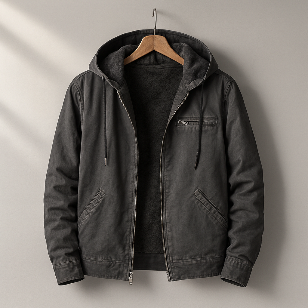 Herren Jacke - Kapuzen, Reißverschluss, Weiches Futter, Relaxed Fit